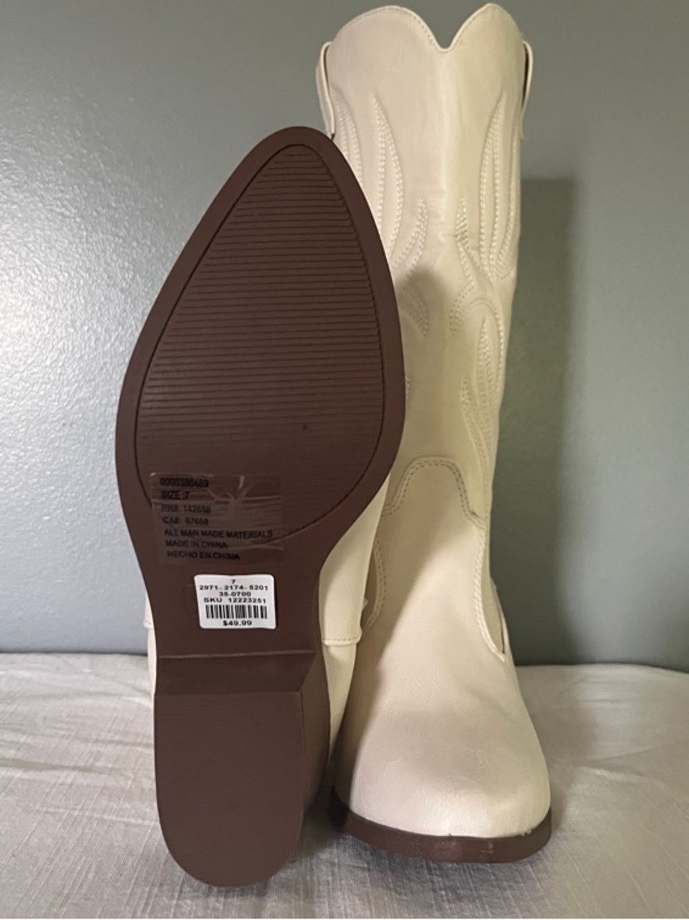 Charlotte Russe Cream Western Boots Women's Size 7 - Picture 2 of 6